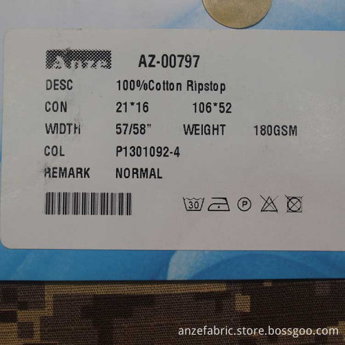 100 camouflage cotton ripstop fabric for garment